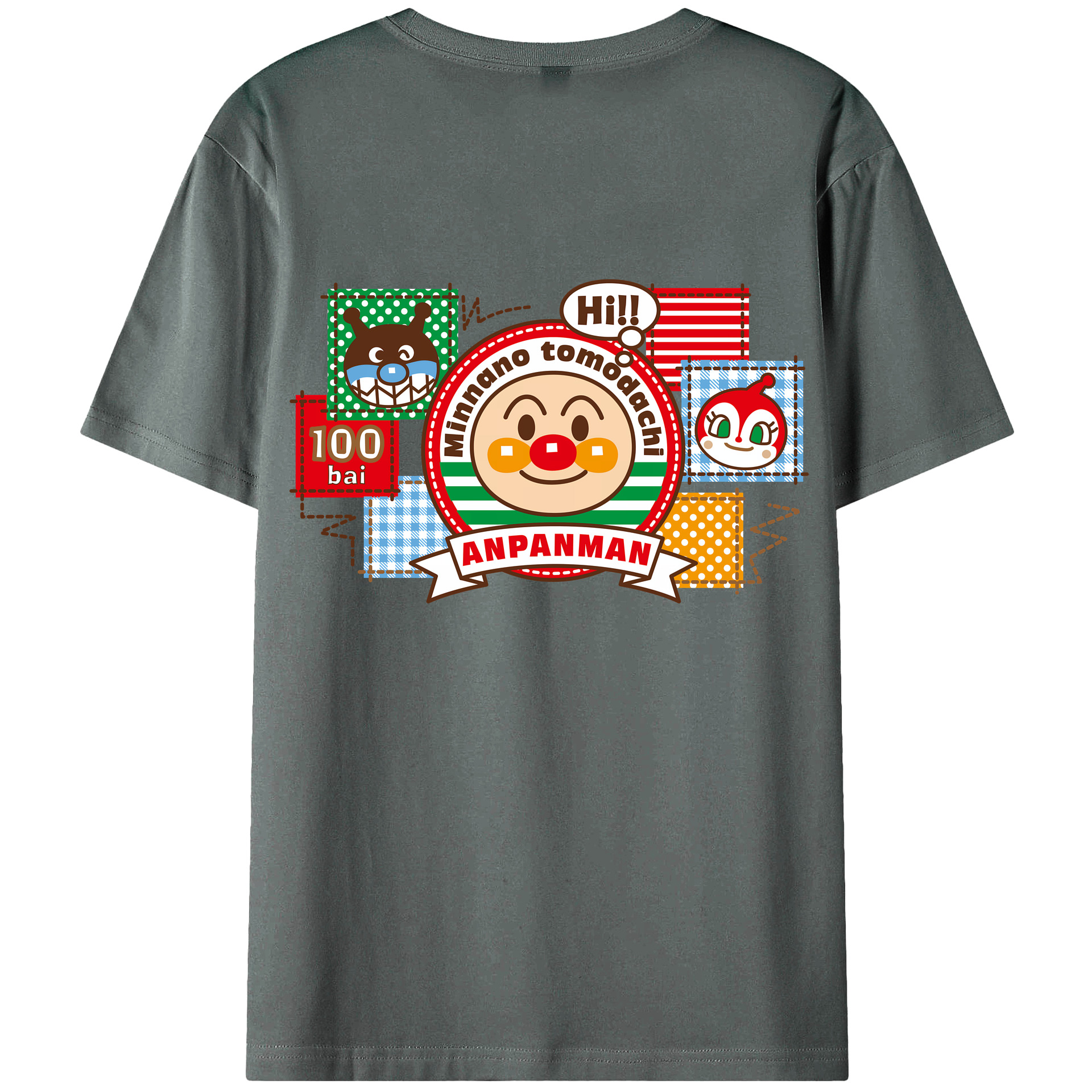 （画像用） アンパンマン Anpanman 綿100％ メンズ半袖Tシャツ（バックプリント） 通気性